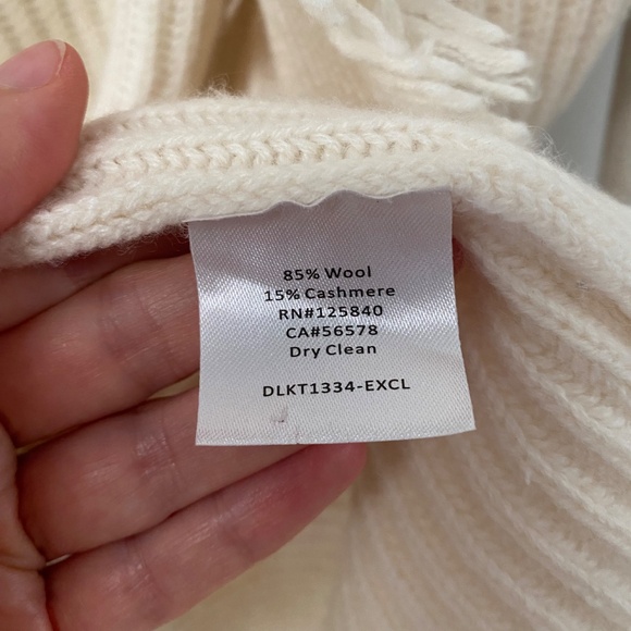 Intermix Womens Wool Cashmere Ivory Kimono Fringe Belted Vest Size S - Picture 4 of 7